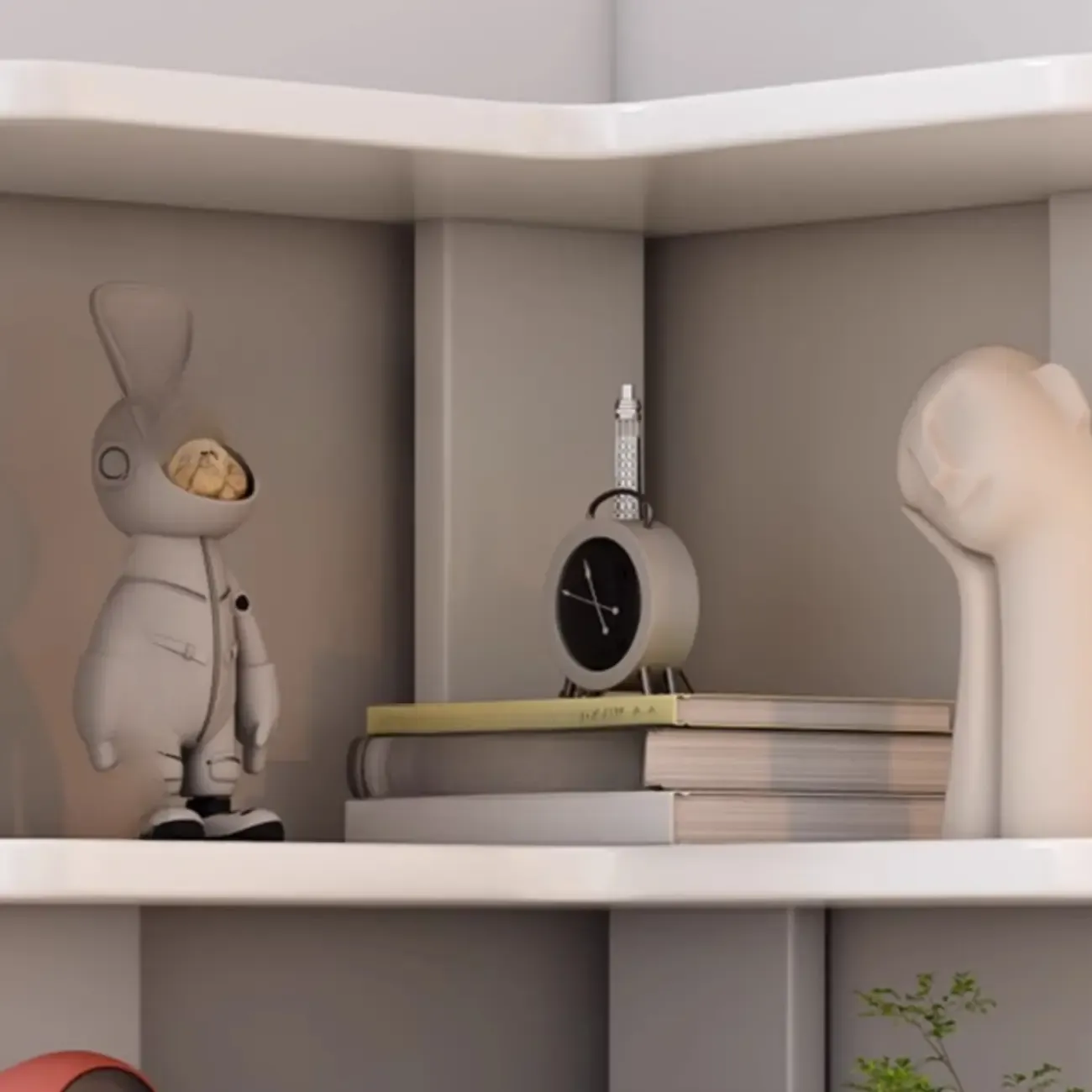 L-Shaped 6-Tier Wood Corner Display Bookcase Image - 7