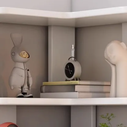 L-Shaped 6-Tier Wood Corner Display Bookcase Image - 7