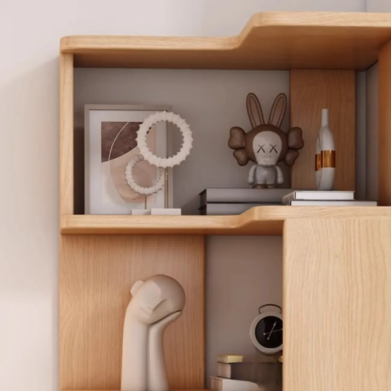 L-Shaped 6-Tier Wood Corner Display Bookcase Image - 10