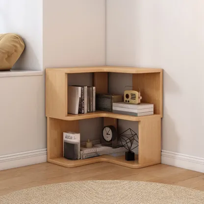 L-Shaped 6-Tier Wood Corner Display Bookcase Image - 20