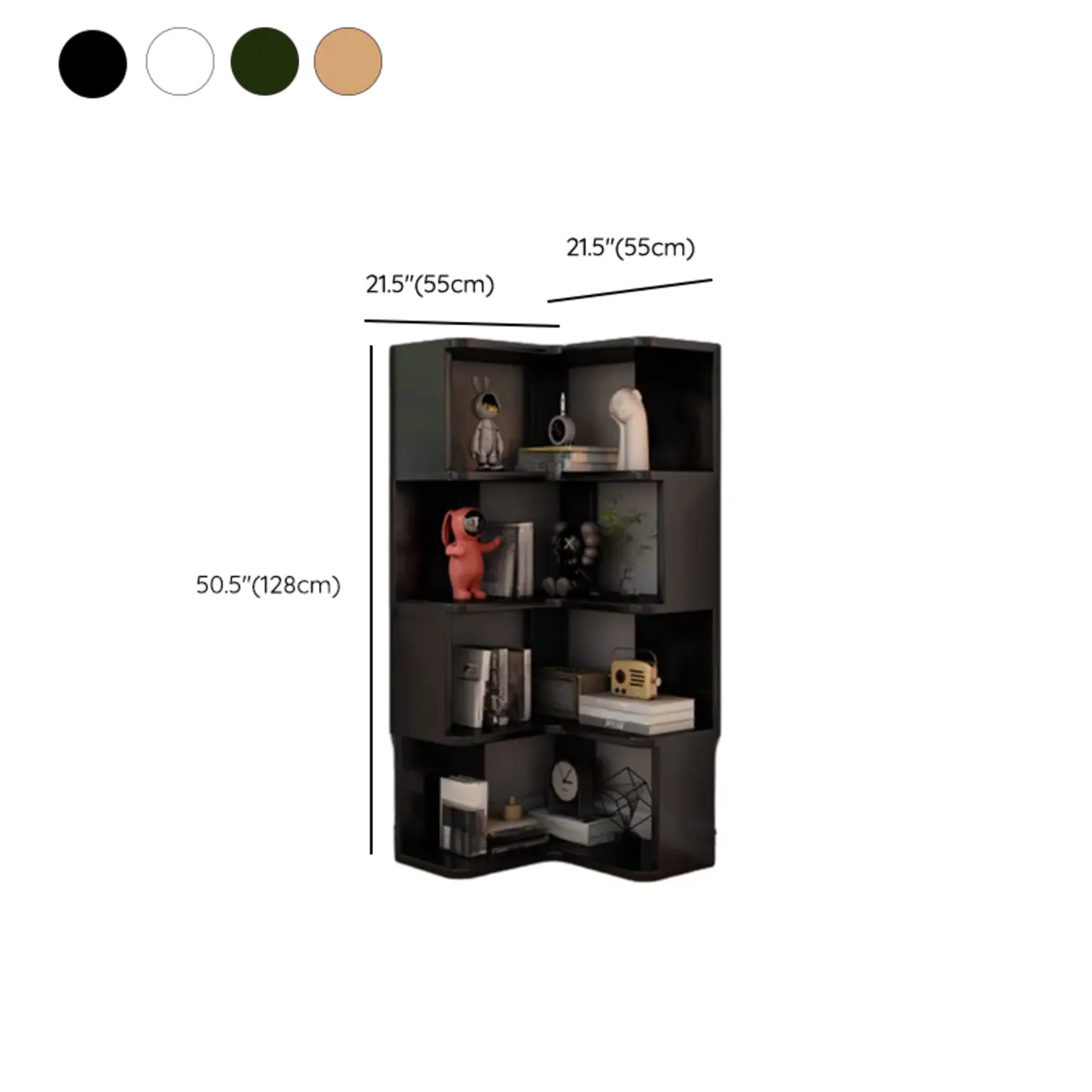 L-Shaped 6-Tier Wood Corner Display Bookcase Image - 33 | homeyfad