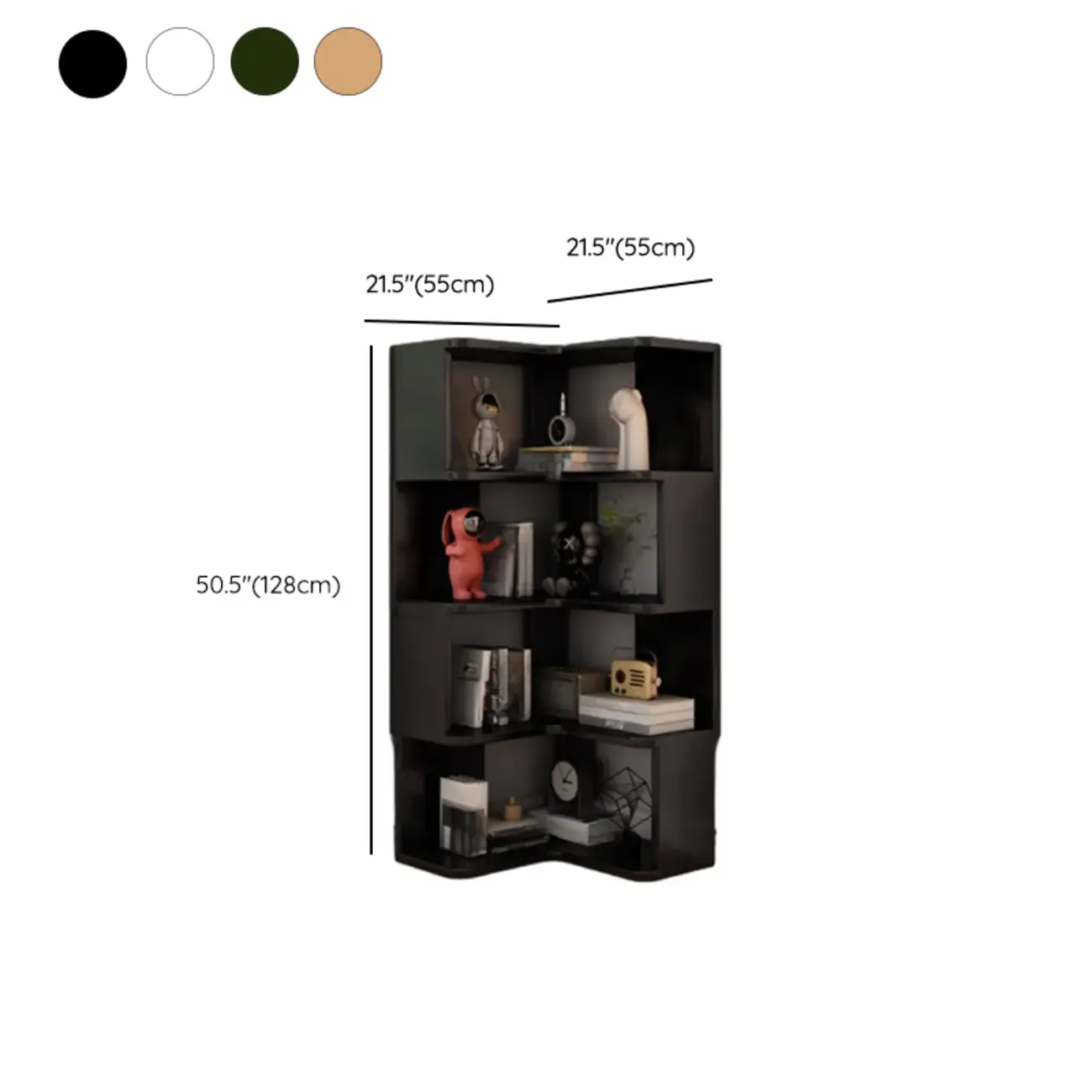 L-Shaped 6-Tier Wood Corner Display Bookcase Image - 33