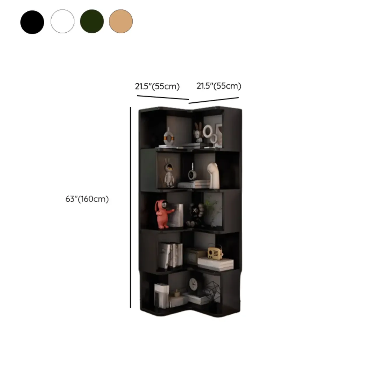 L-Shaped 6-Tier Wood Corner Display Bookcase Image - 34