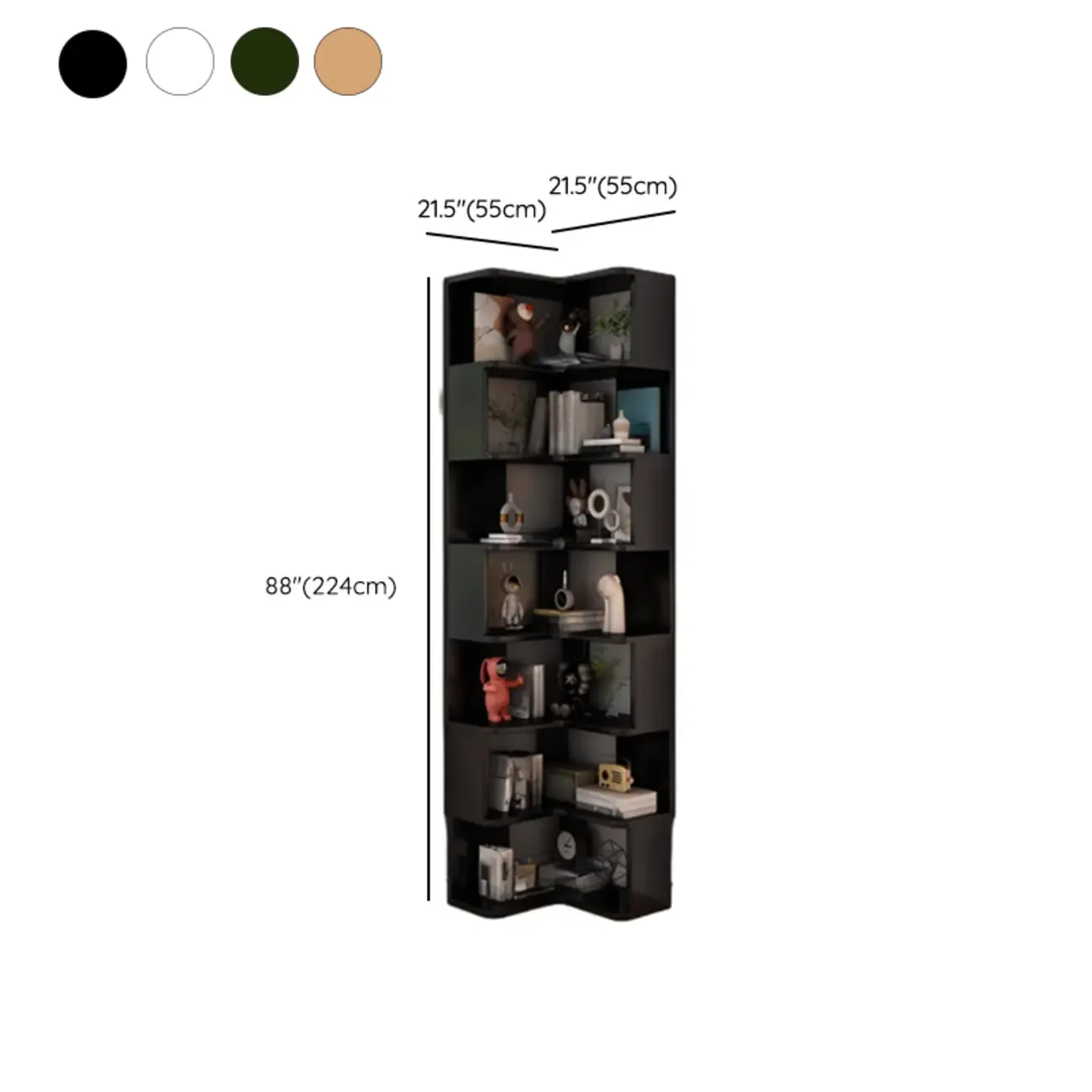 L-Shaped 6-Tier Wood Corner Display Bookcase Image - 36