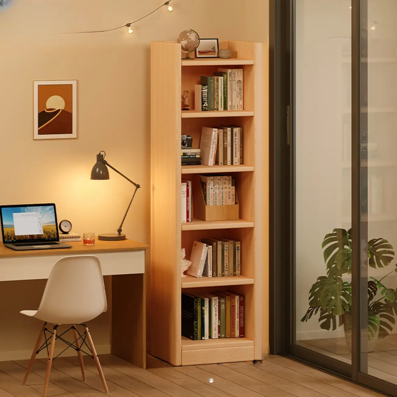 Rectangular Classic Nut-Brown Premium Wood 7-Shelf Bookcase Image - 3 | homeyfad