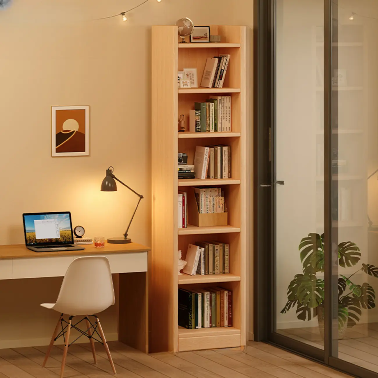 Rectangular Classic Nut-Brown Premium Wood 7-Shelf Bookcase Image - 4 | homeyfad