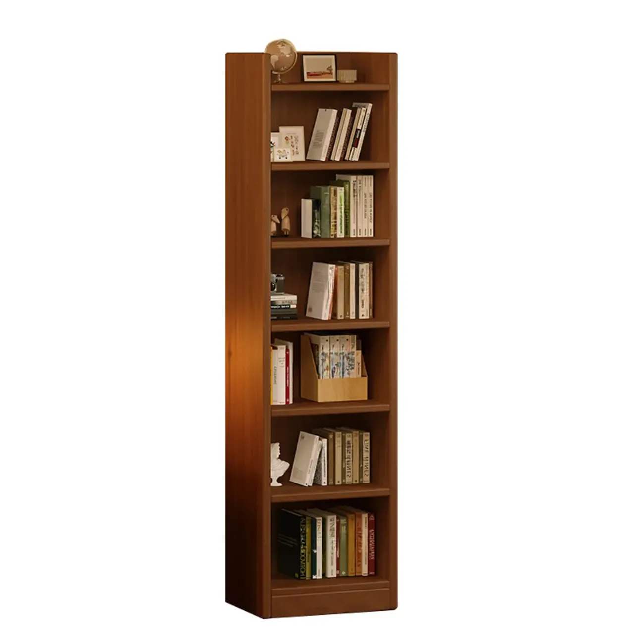 Rectangular Classic Nut-Brown Premium Wood 7-Shelf Bookcase Image - 5