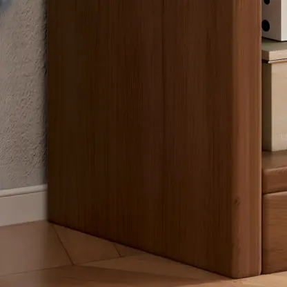 Rectangular Classic Nut-Brown Premium Wood 7-Shelf Bookcase Image - 7