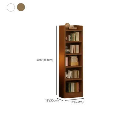 Rectangular Classic Nut-Brown Premium Wood 7-Shelf Bookcase #size
