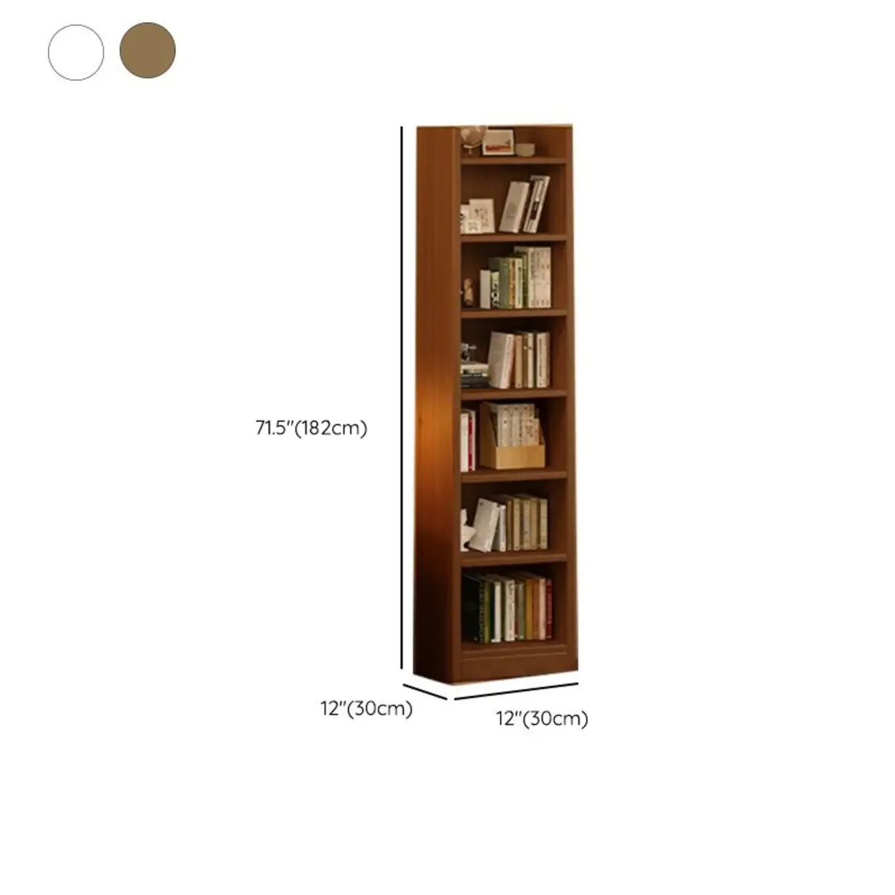 Rectangular Classic Nut-Brown Premium Wood 7-Shelf Bookcase Image - 14 | homeyfad
