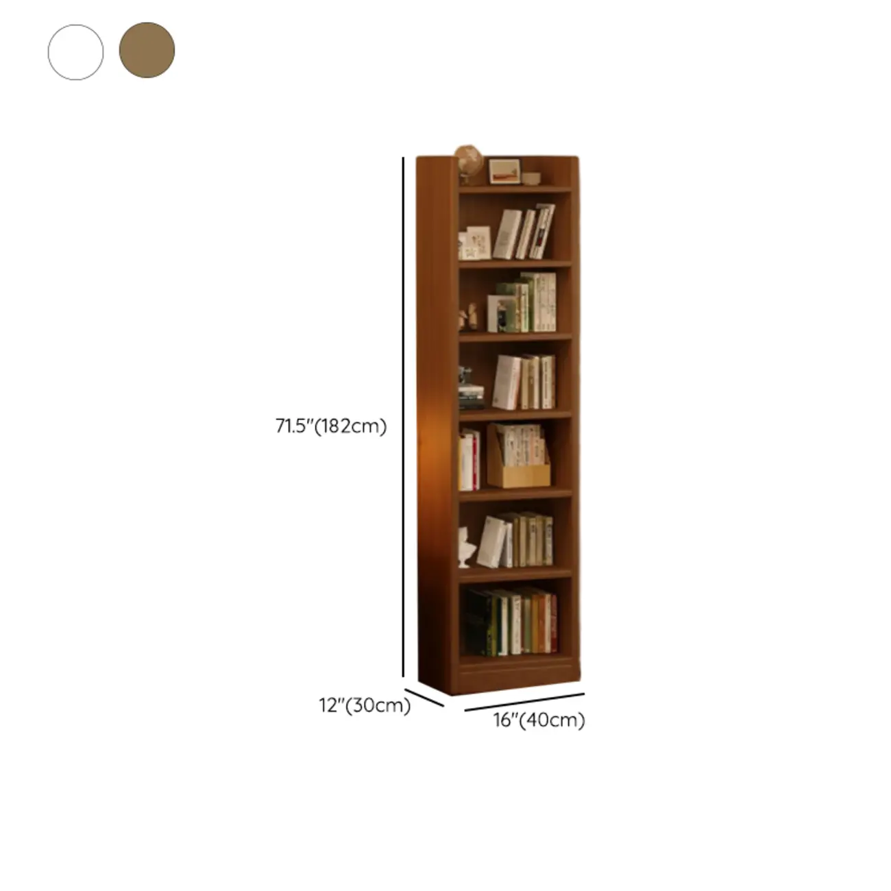 Rectangular Classic Nut-Brown Premium Wood 7-Shelf Bookcase Image - 15 | homeyfad