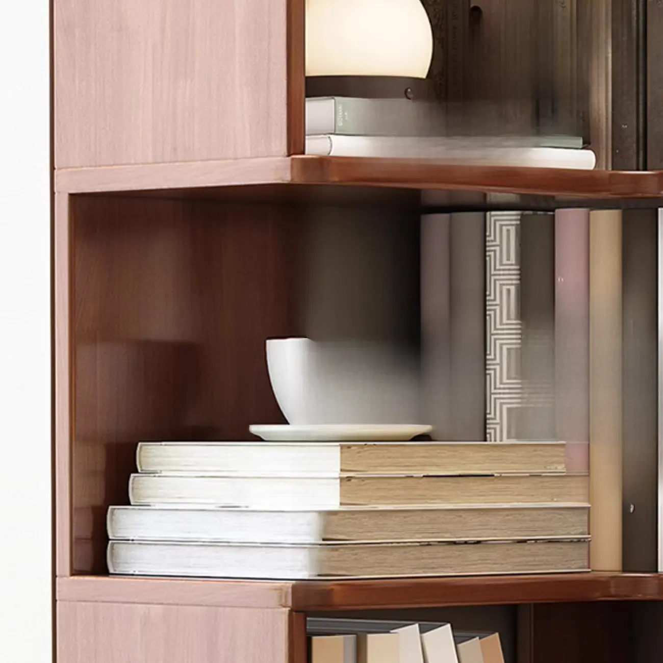 Vertical Wood L-Shape Corner Bookcase with Storage Image - 16 | homeyfad