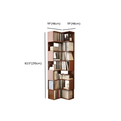Vertical Wood L-Shape Corner Bookcase with Storage #size