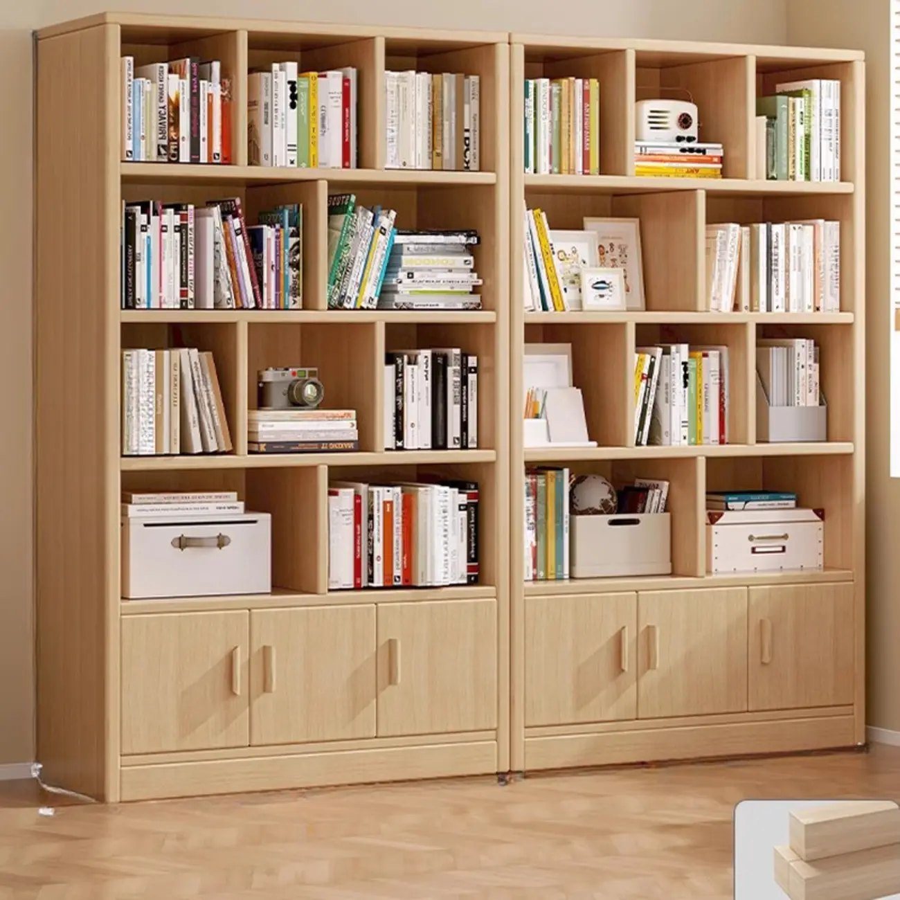 Scandinavian Tall Wooden Multi-shelves Storage Bookcase Image - 1 | homeyfad