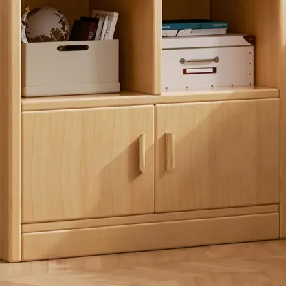 Scandinavian Tall Wooden Multi-shelves Storage Bookcase Image - 7