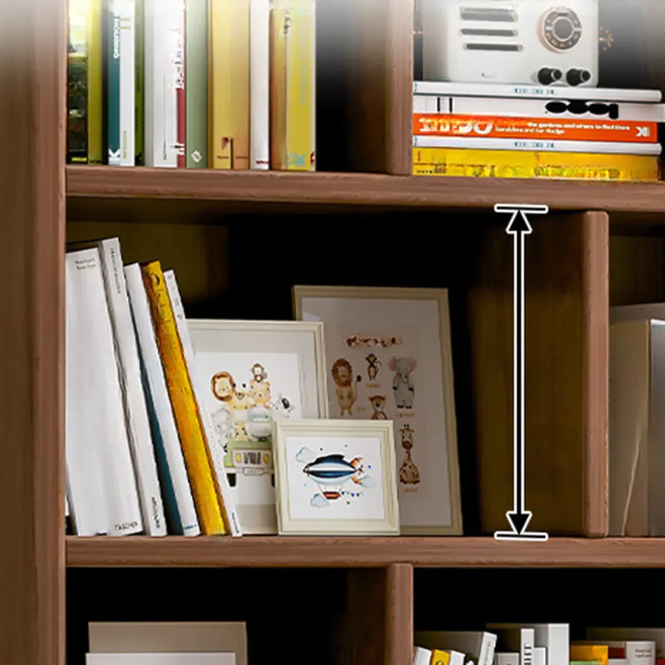 Scandinavian Tall Wooden Multi-shelves Storage Bookcase Image - 9