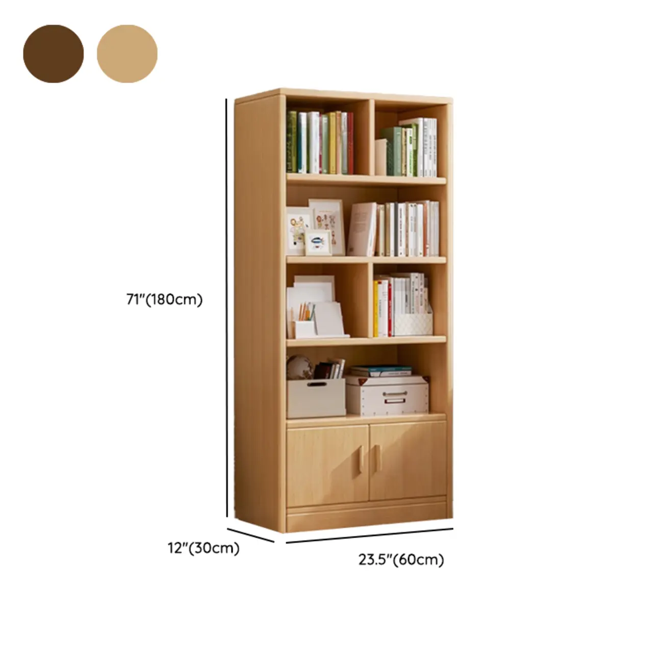 Scandinavian Tall Wooden Multi-shelves Storage Bookcase #size | homeyfad