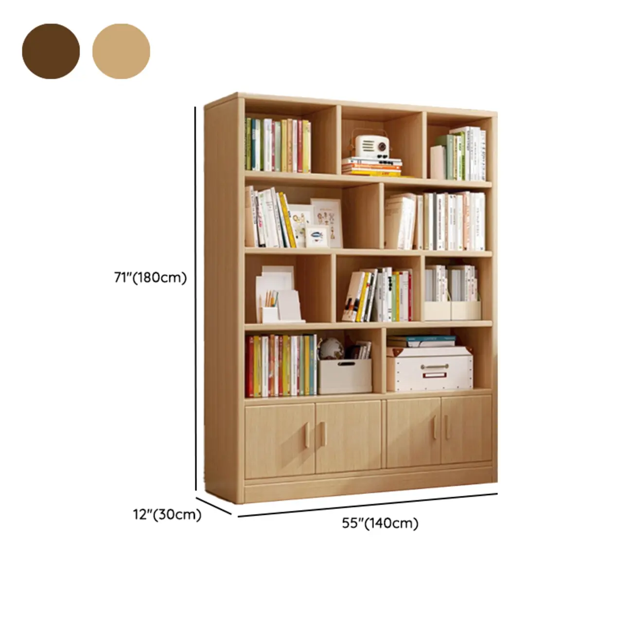 Scandinavian Tall Wooden Multi-shelves Storage Bookcase Image - 25 | homeyfad