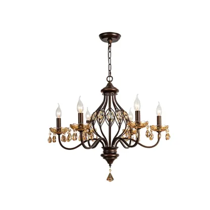 Retro Brown Candelabra Amber Crystal Chandelier Image - 13