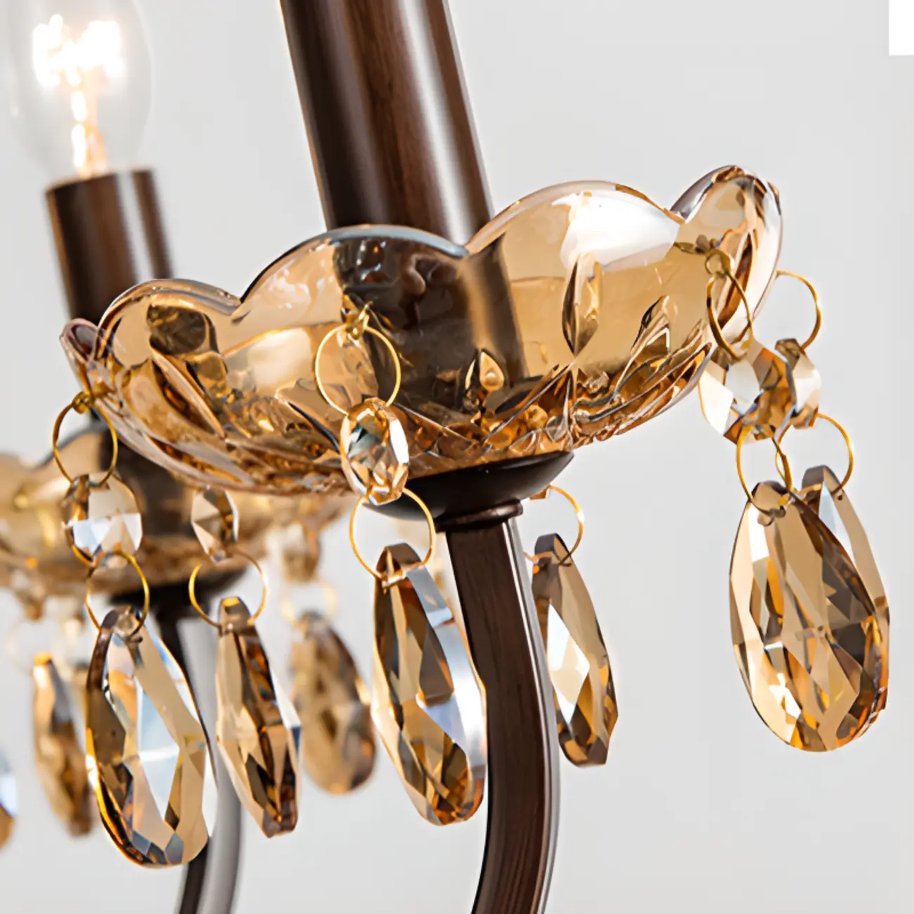 Retro Brown Candelabra Amber Crystal Chandelier Image - 7 | homeyfad