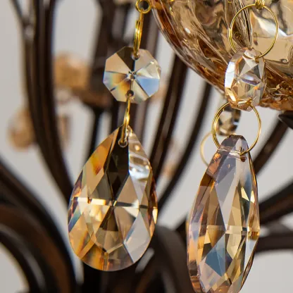 Retro Brown Candelabra Amber Crystal Chandelier Image - 9