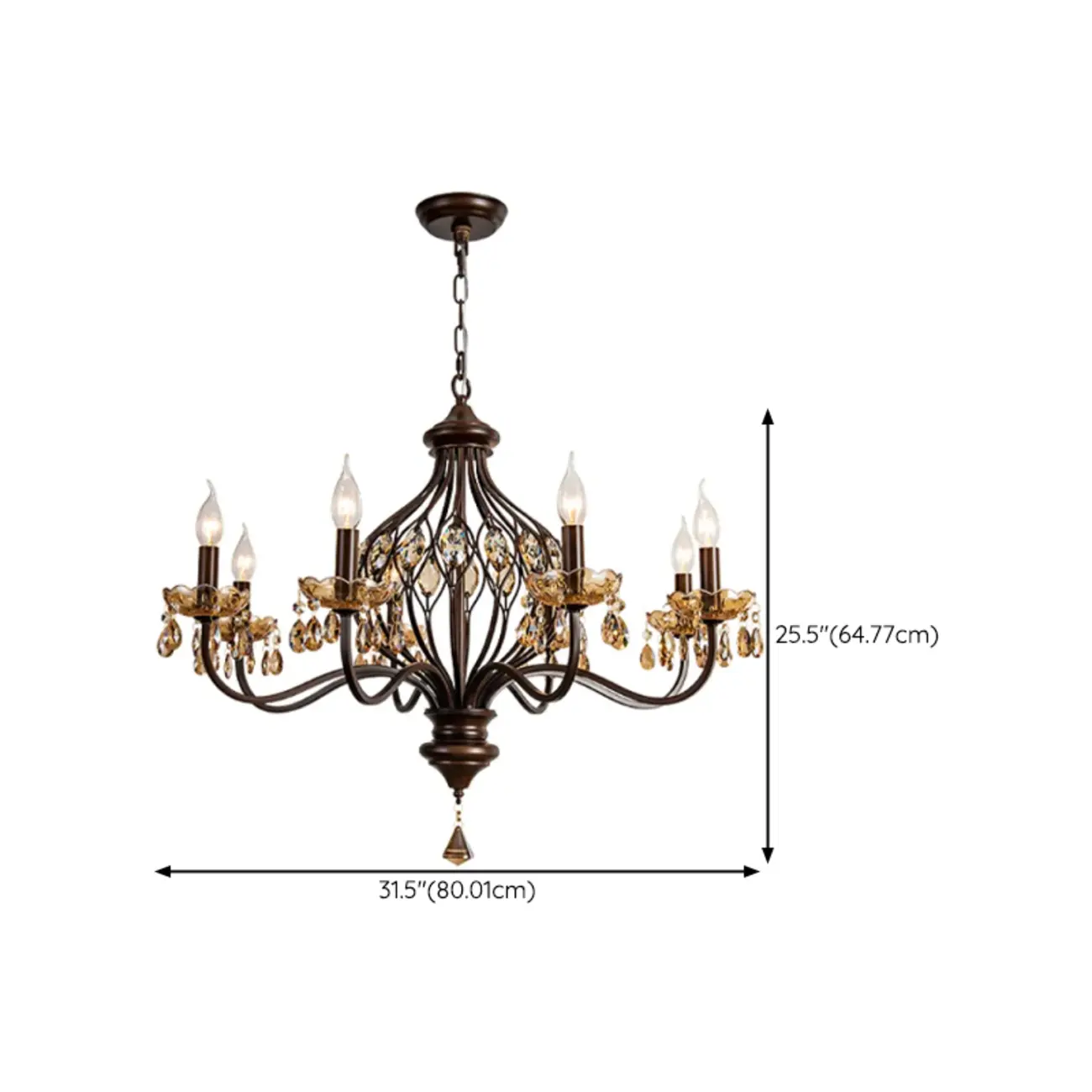 Retro Brown Candelabra Amber Crystal Chandelier Image - 19 | homeyfad