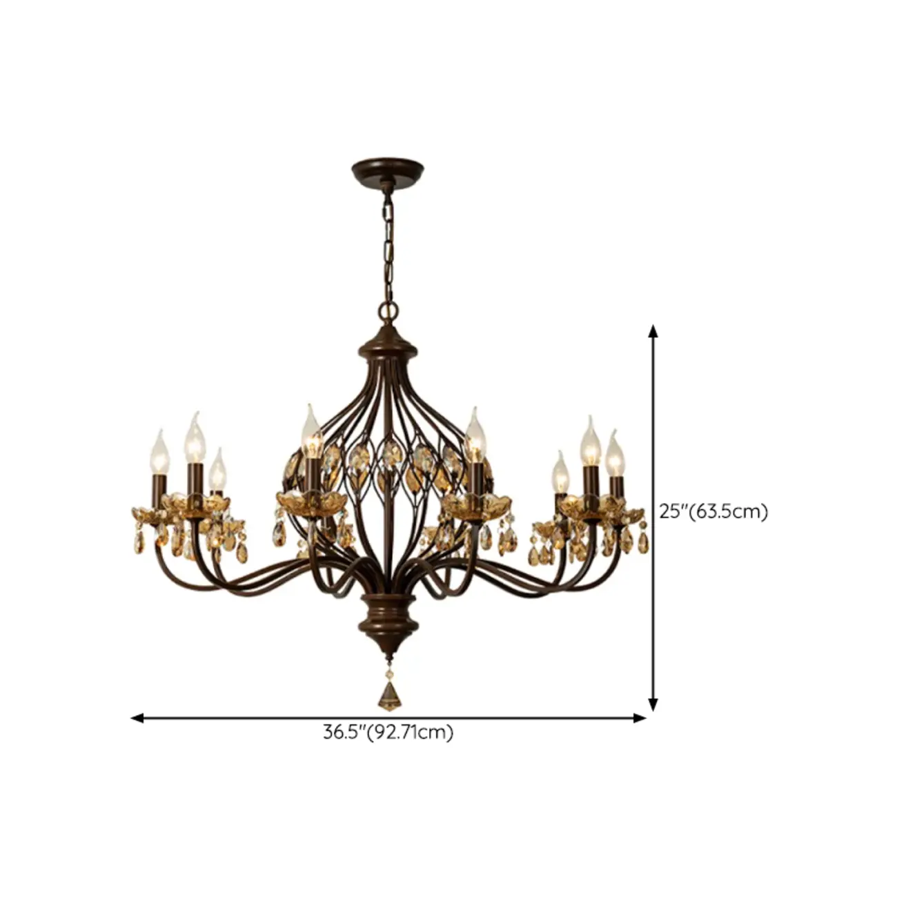 Retro Brown Candelabra Amber Crystal Chandelier Image - 20 | homeyfad