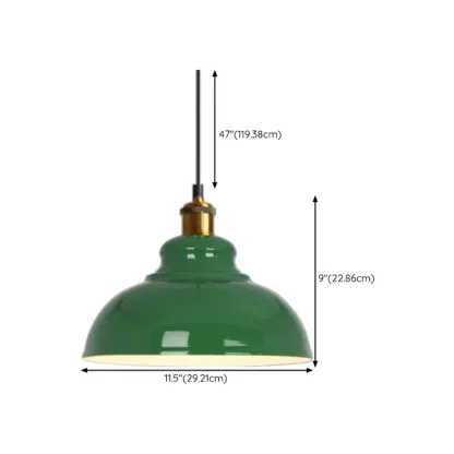 Adjustable Industrial Green Metal Kitchen Pendant Lighting Image - 12