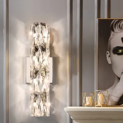 Sheen Clear Crystal Pillar Ambient Wall Sconce Image - 1