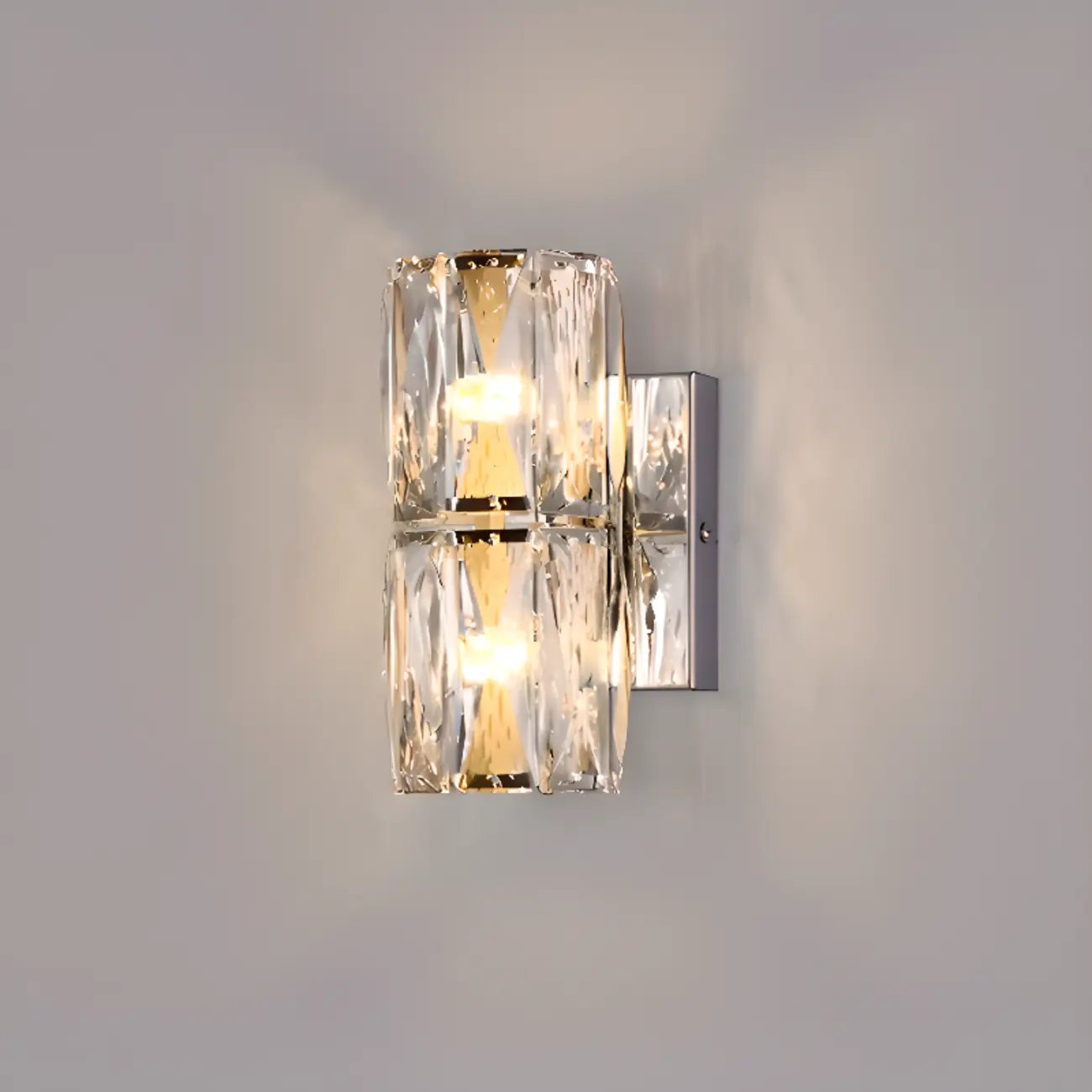 Sheen Clear Crystal Pillar Ambient Wall Sconce Image - 2 | homeyfad