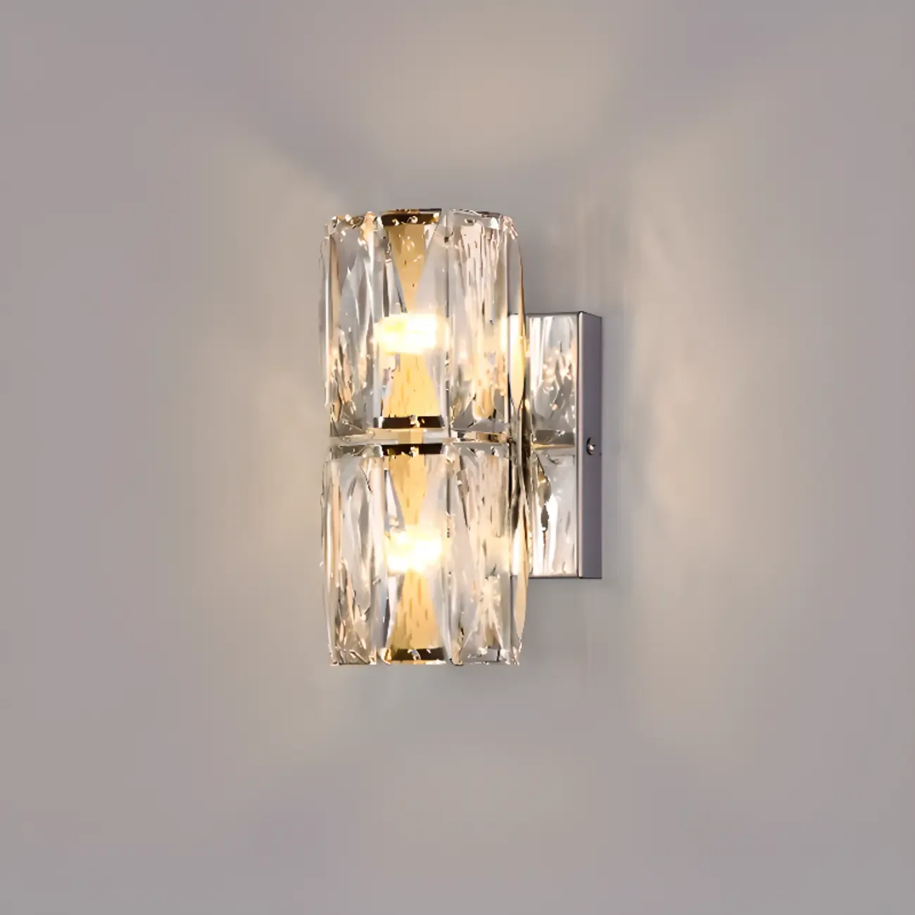 Sheen Clear Crystal Pillar Ambient Wall Sconce Image - 2