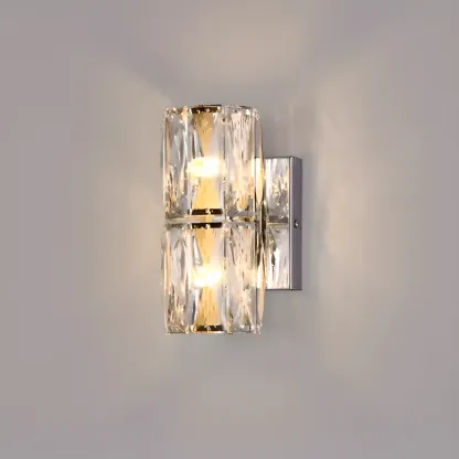 Sheen Clear Crystal Pillar Ambient Wall Sconce Image - 2