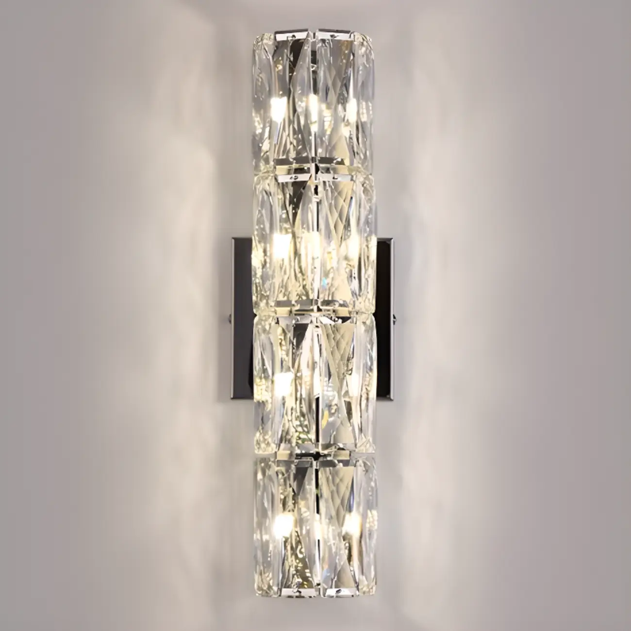 Sheen Clear Crystal Pillar Ambient Wall Sconce Image - 4 | homeyfad