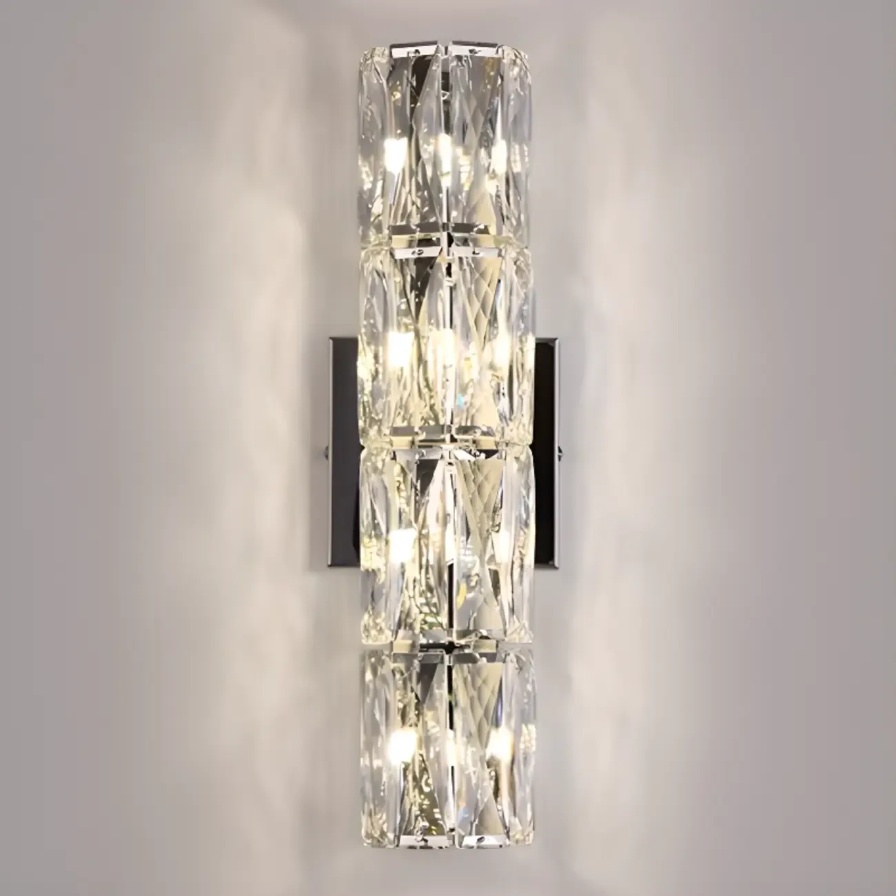 Sheen Clear Crystal Pillar Ambient Wall Sconce Image - 4