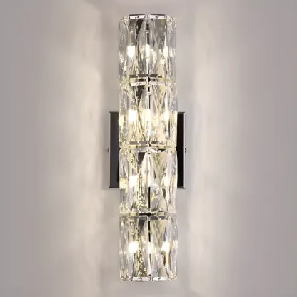 Sheen Clear Crystal Pillar Ambient Wall Sconce Image - 4
