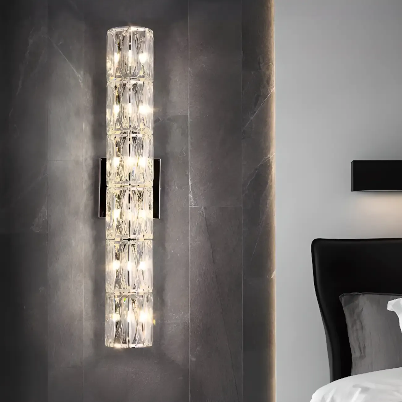 Sheen Clear Crystal Pillar Ambient Wall Sconce Image - 5