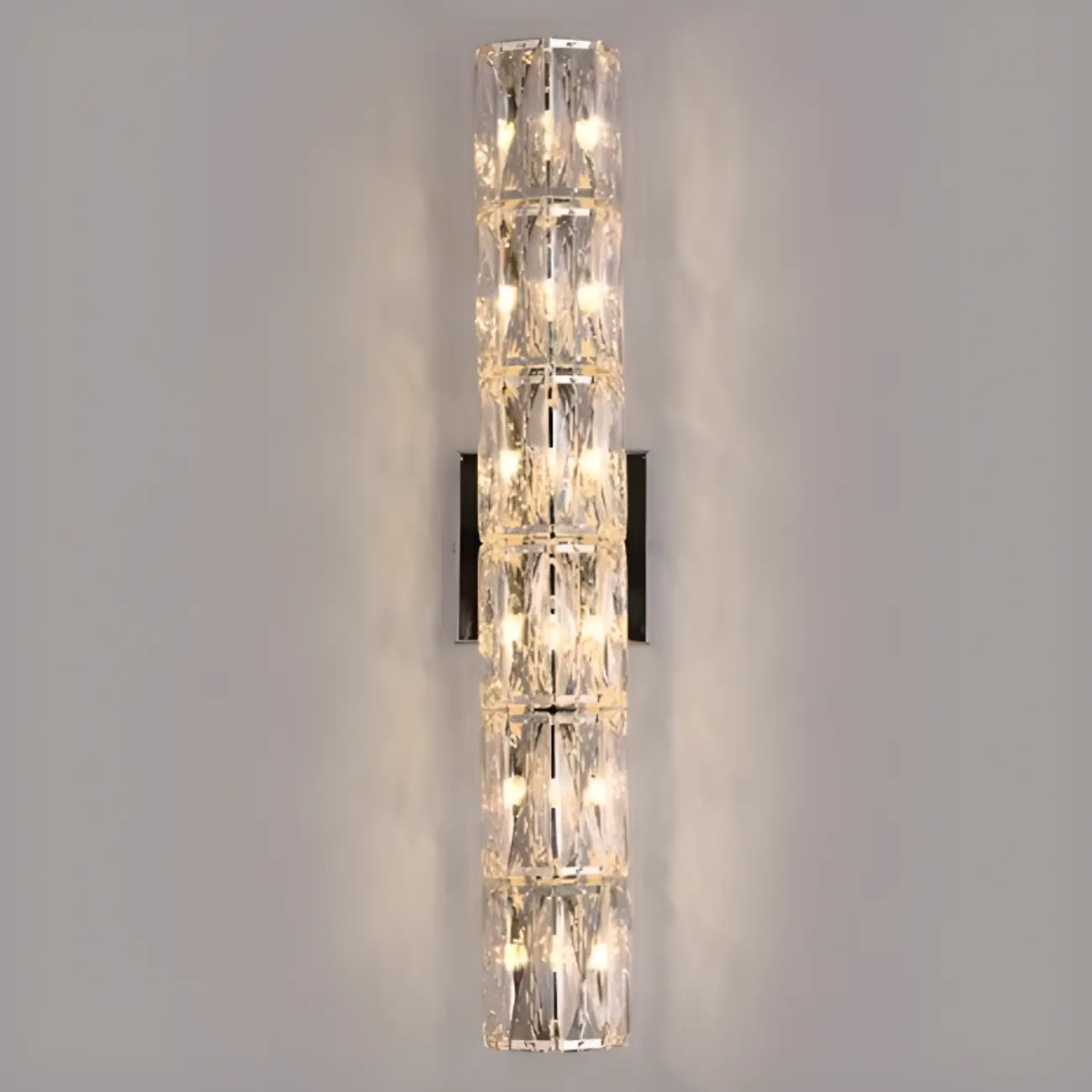 Sheen Clear Crystal Pillar Ambient Wall Sconce Image - 6 | homeyfad