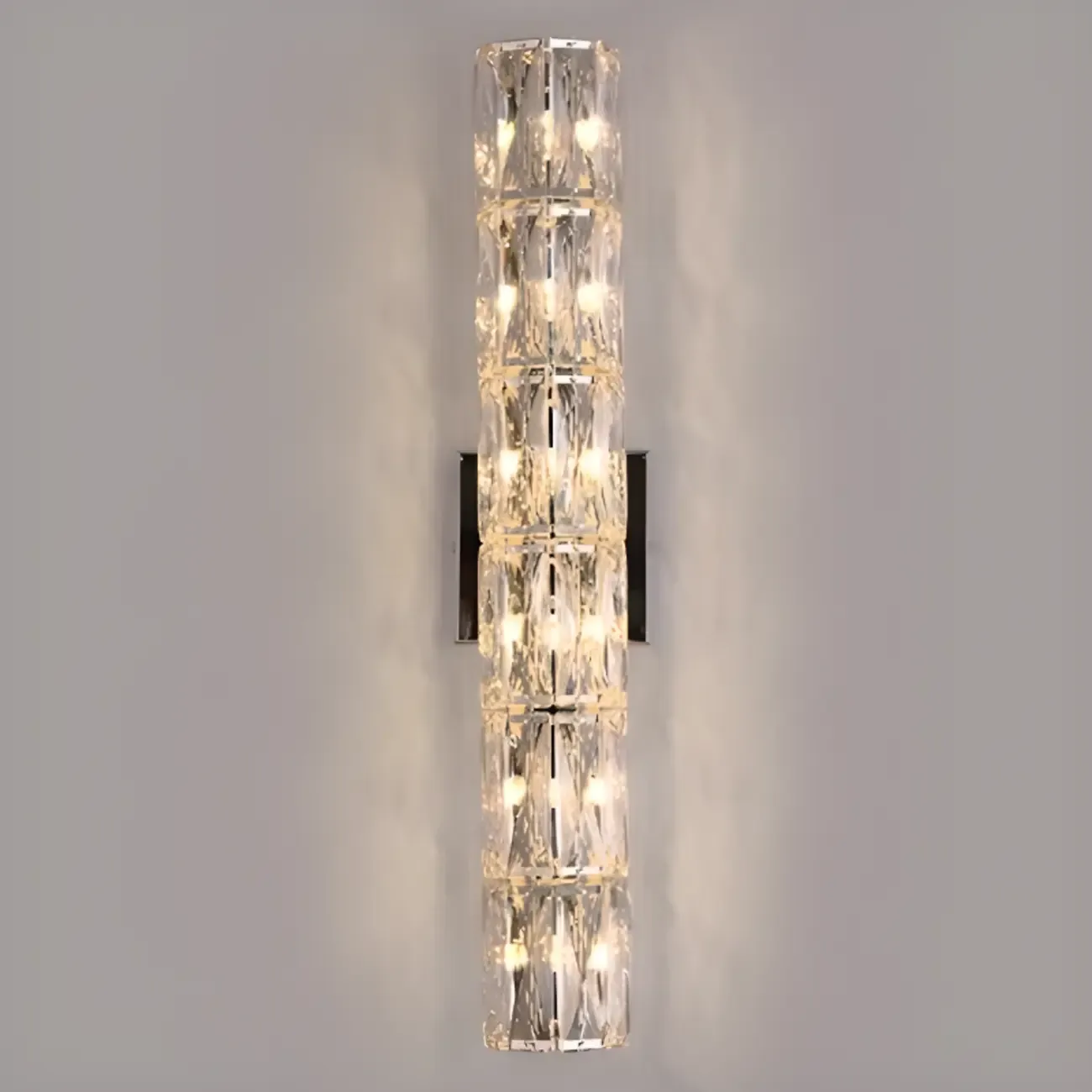 Sheen Clear Crystal Pillar Ambient Wall Sconce Image - 6