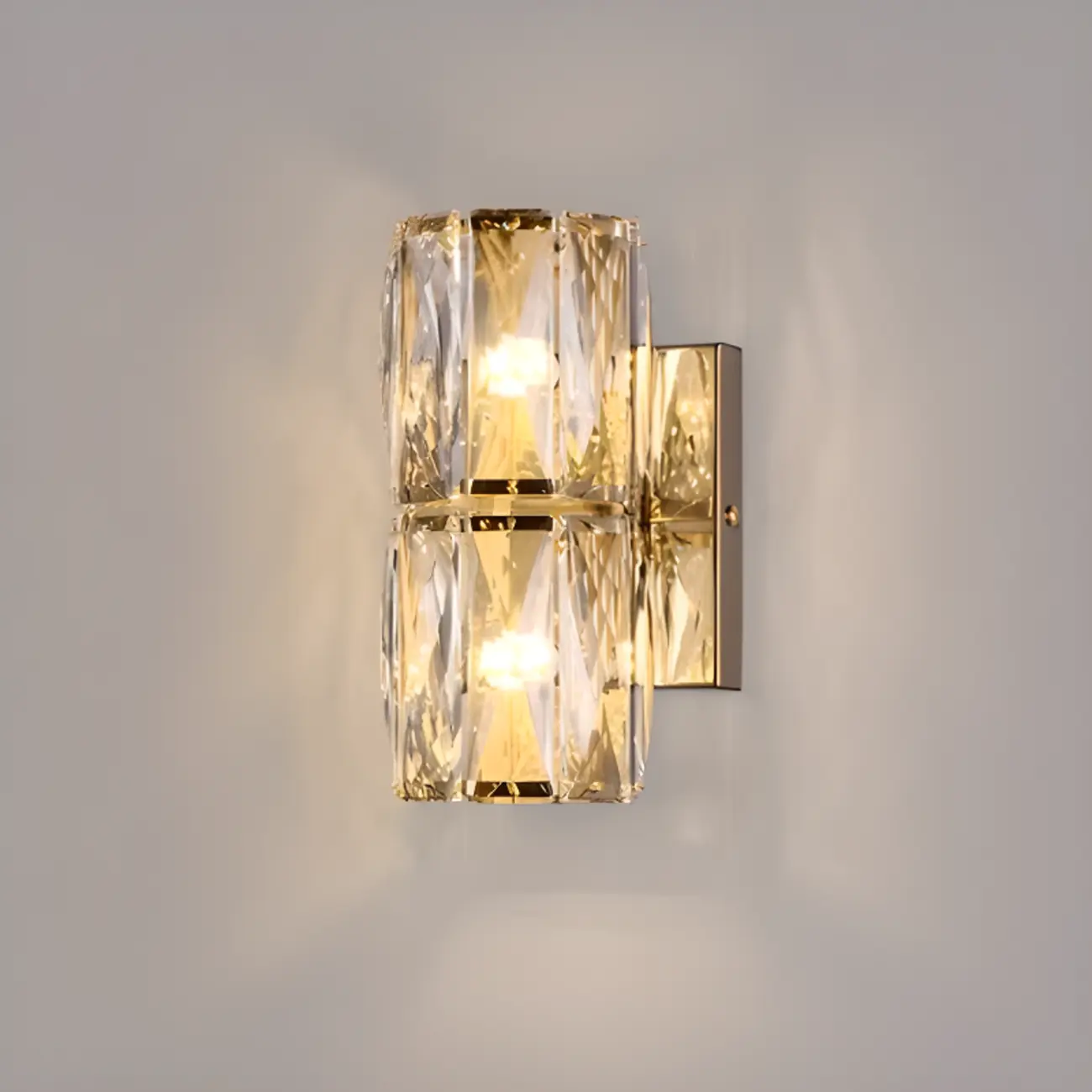 Sheen Clear Crystal Pillar Ambient Wall Sconce Image - 7 | homeyfad