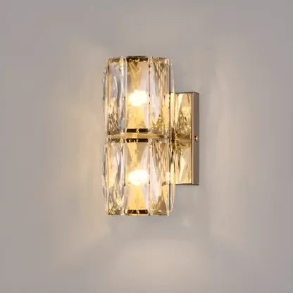 Sheen Clear Crystal Pillar Ambient Wall Sconce Image - 7