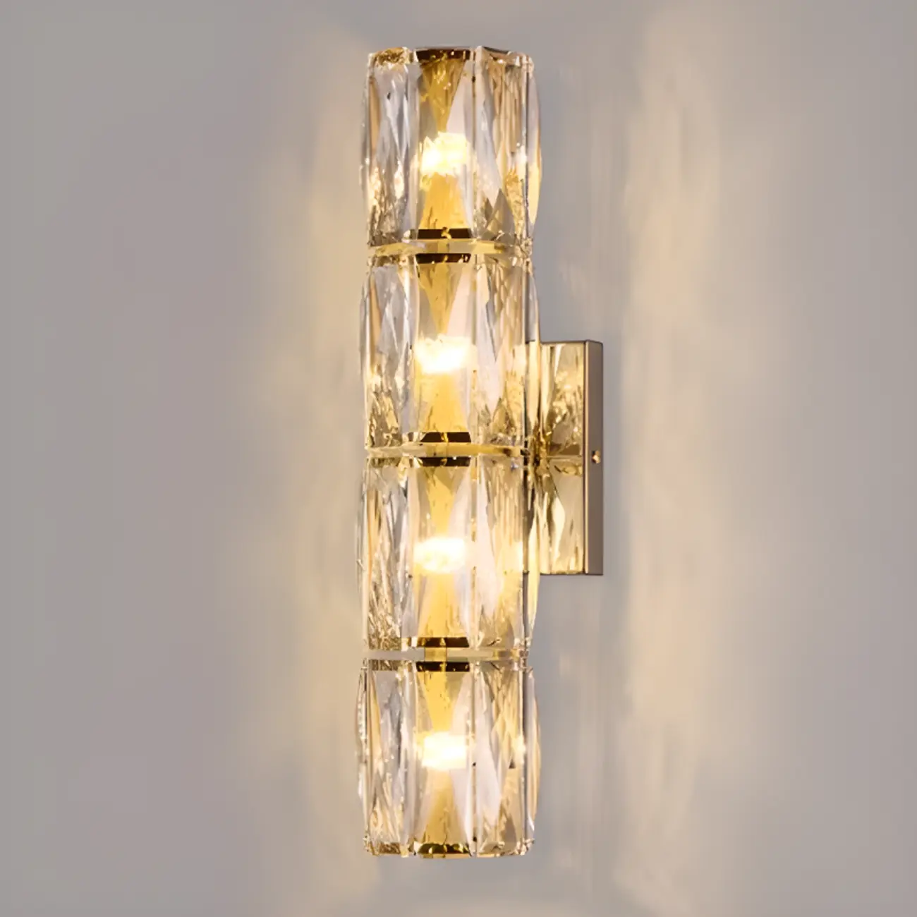 Sheen Clear Crystal Pillar Ambient Wall Sconce Image - 10 | homeyfad