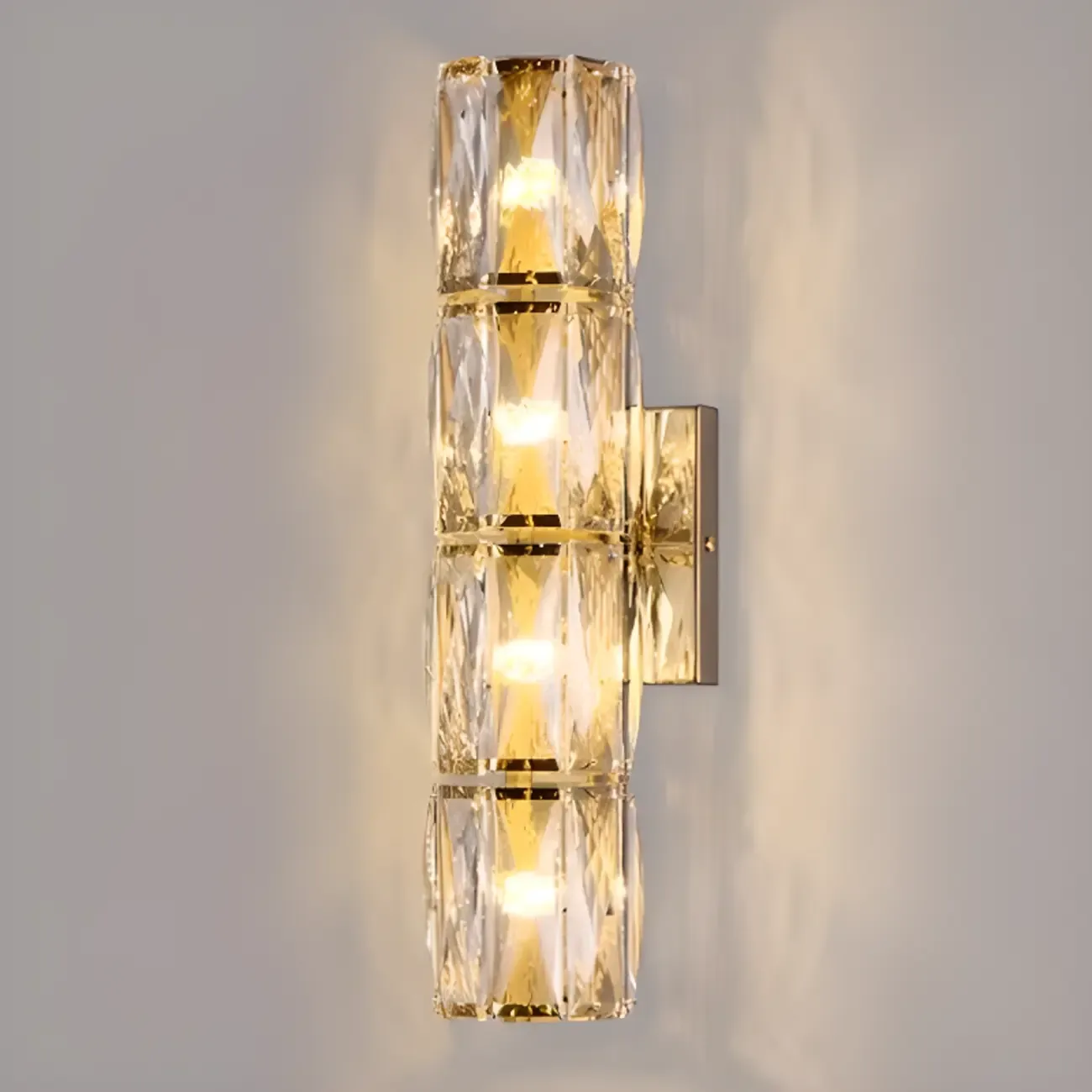 Sheen Clear Crystal Pillar Ambient Wall Sconce Image - 10