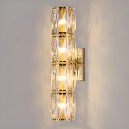 Sheen Clear Crystal Pillar Ambient Wall Sconce Image - 10