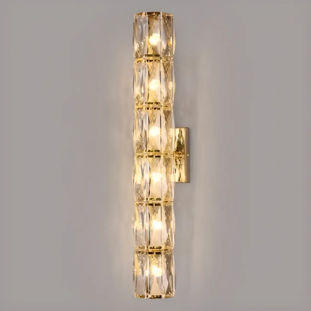Sheen Clear Crystal Pillar Ambient Wall Sconce Image - 11