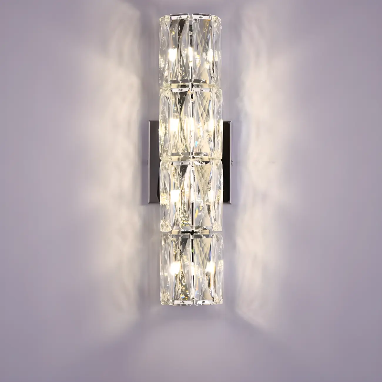 Sheen Clear Crystal Pillar Ambient Wall Sconce Image - 12 | homeyfad
