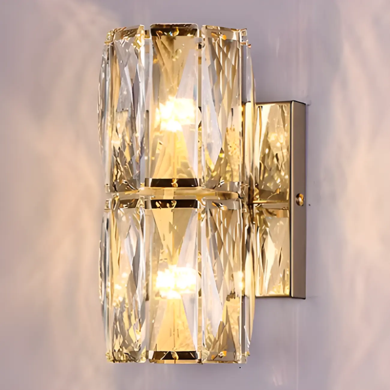 Sheen Clear Crystal Pillar Ambient Wall Sconce Image - 13 | homeyfad