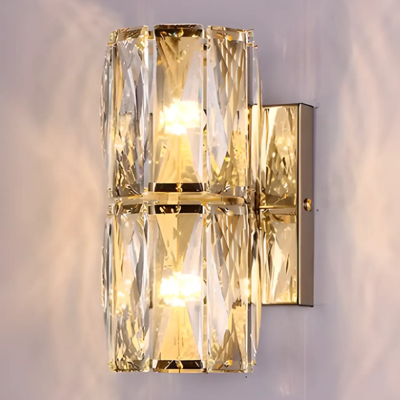 Sheen Clear Crystal Pillar Ambient Wall Sconce Image - 13