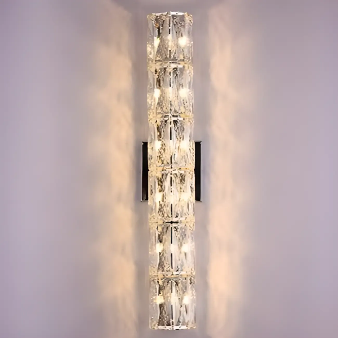 Sheen Clear Crystal Pillar Ambient Wall Sconce Image - 14