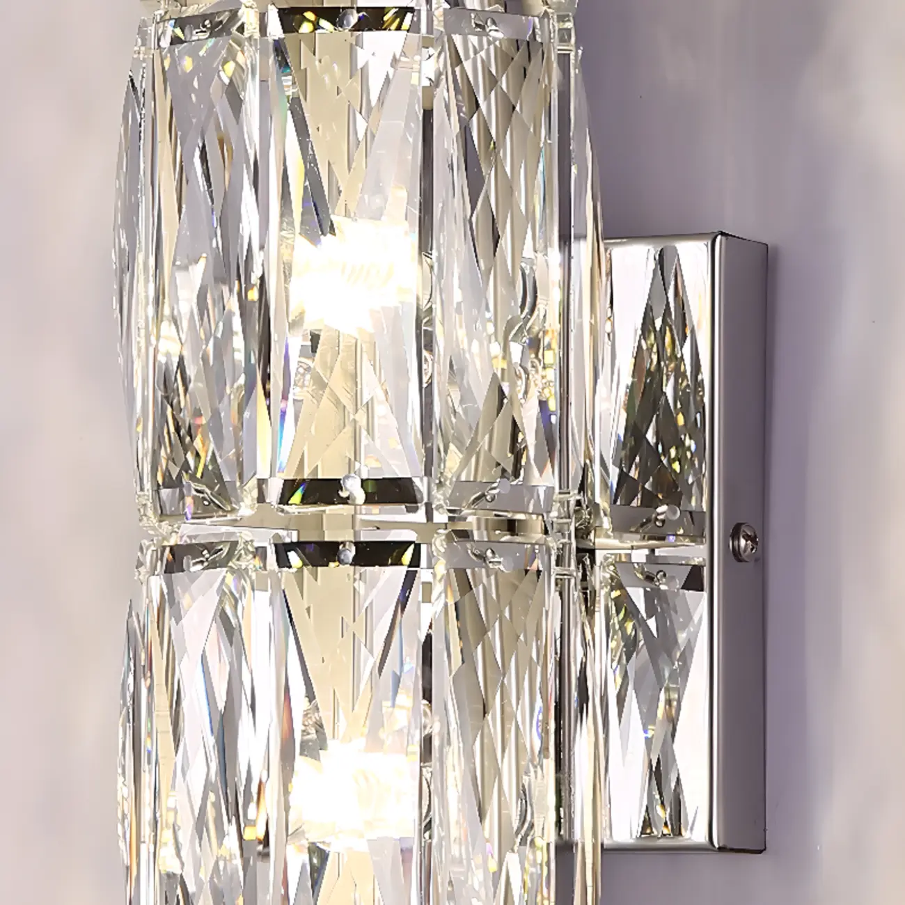 Sheen Clear Crystal Pillar Ambient Wall Sconce Image - 19 | homeyfad