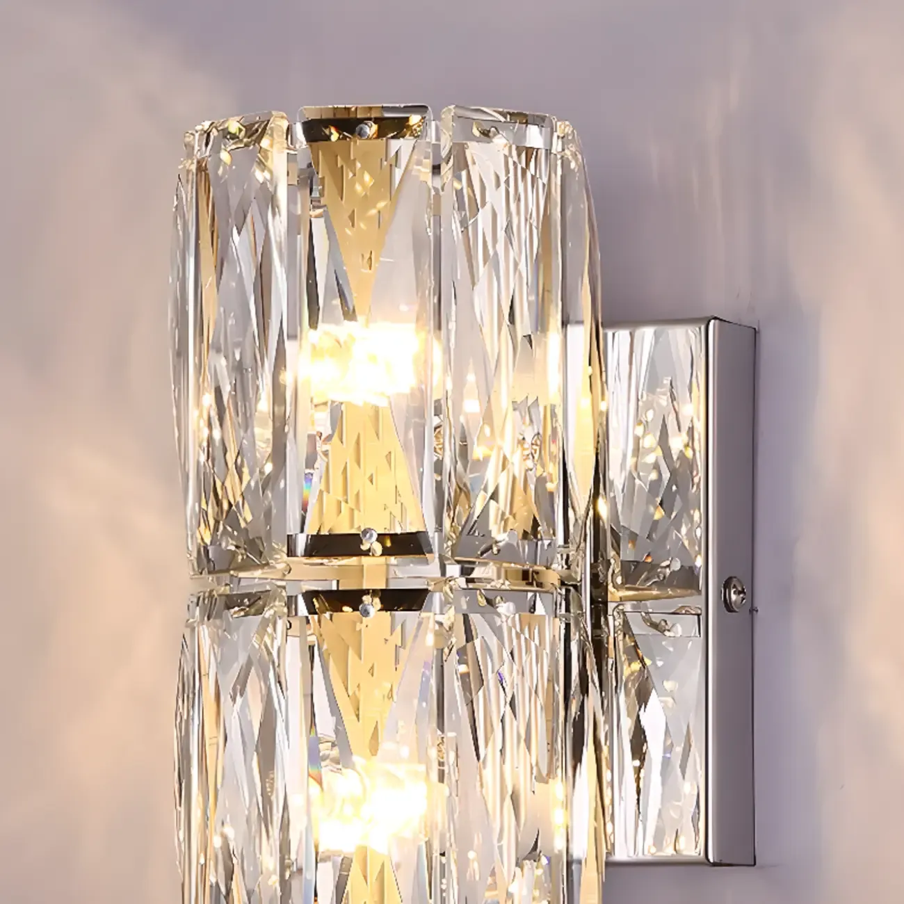 Sheen Clear Crystal Pillar Ambient Wall Sconce Image - 20